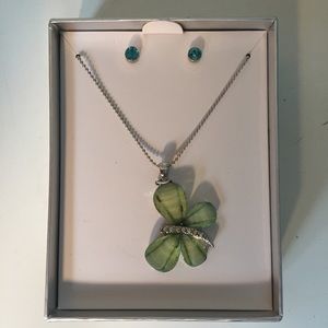 Crystal Butterfly Necklace with Stud Earrings